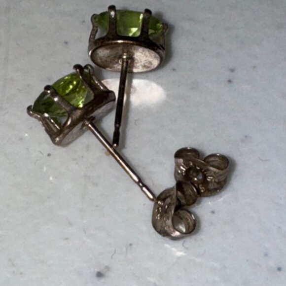 Sterling Silver Peridot Post Earrings - Picture 11 of 16